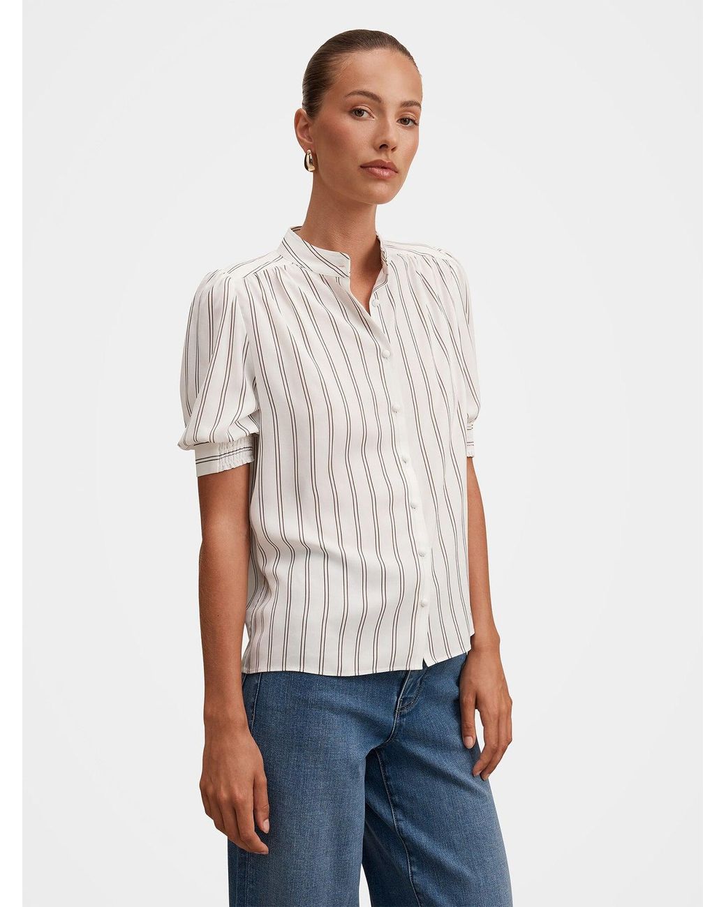 Forever New White Dorothea Striped Blouse