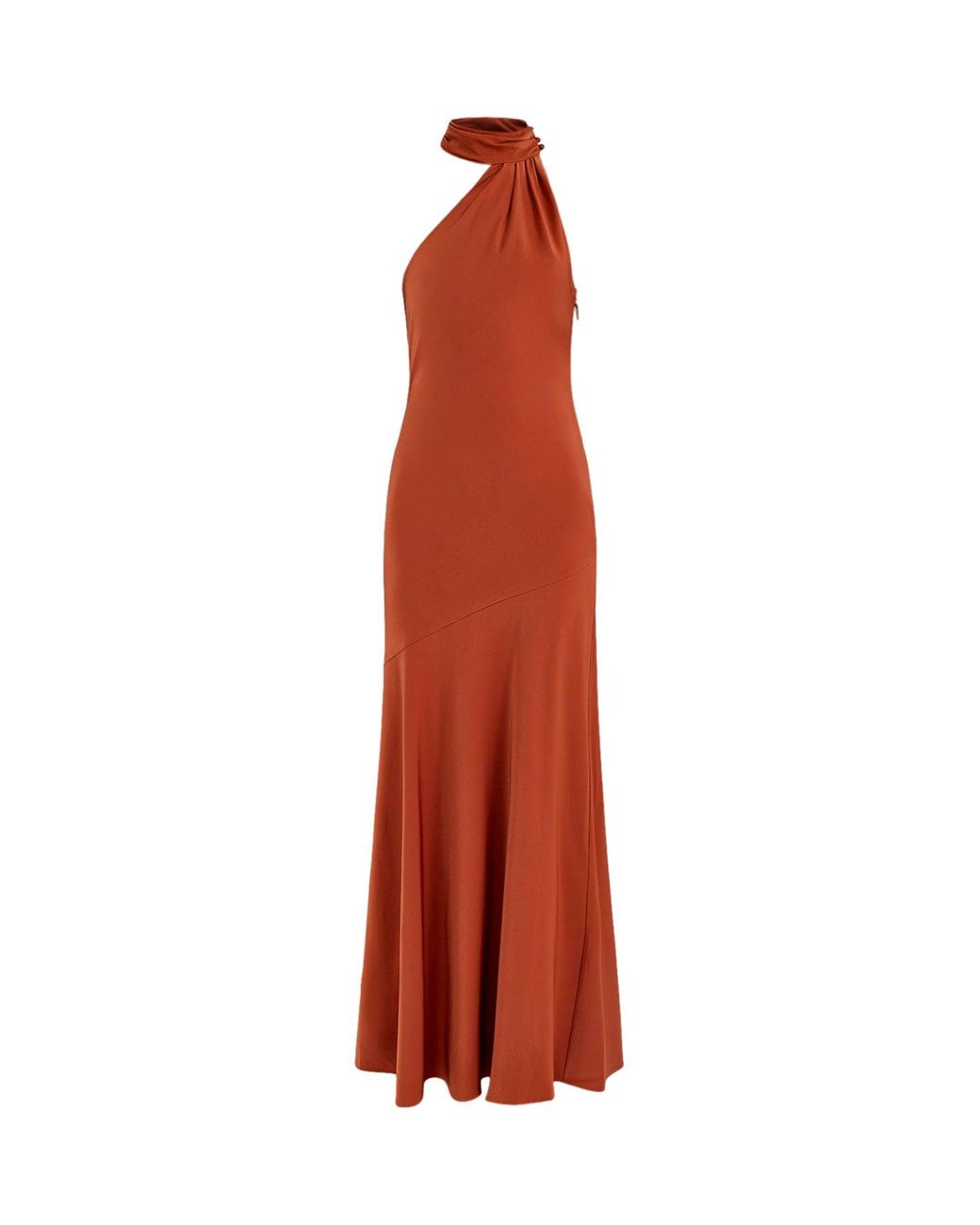 Club L London Red Cara Satin High-Neck Maxi Dress