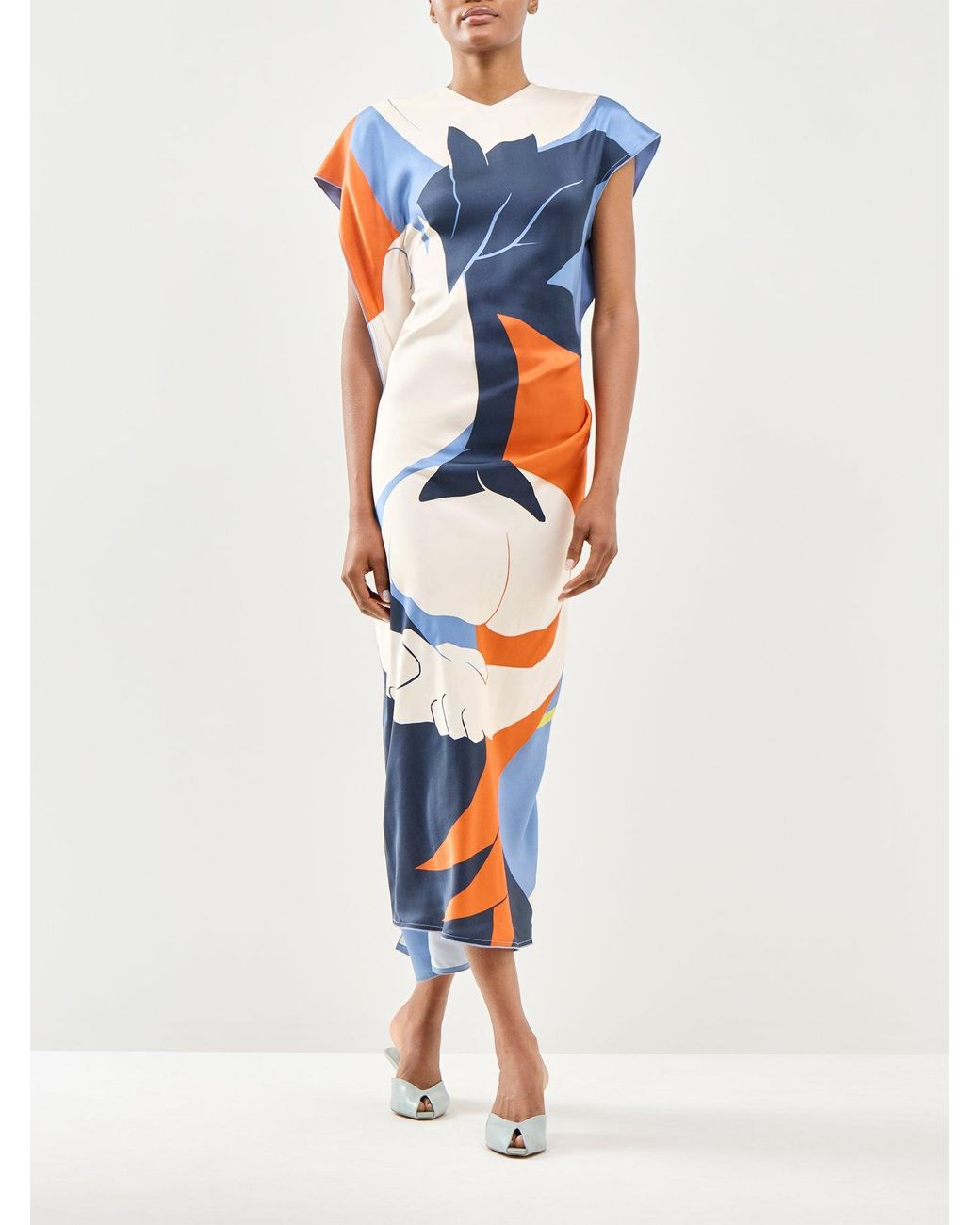 Victoria Beckham Blue Victoria Midi Dress Multi