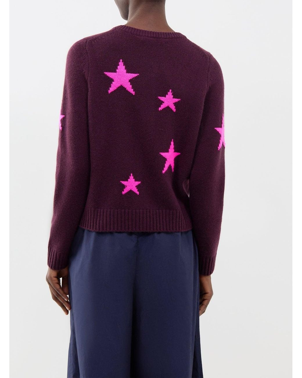 Chinti & Parker Purple Star Round Neck Cardigan