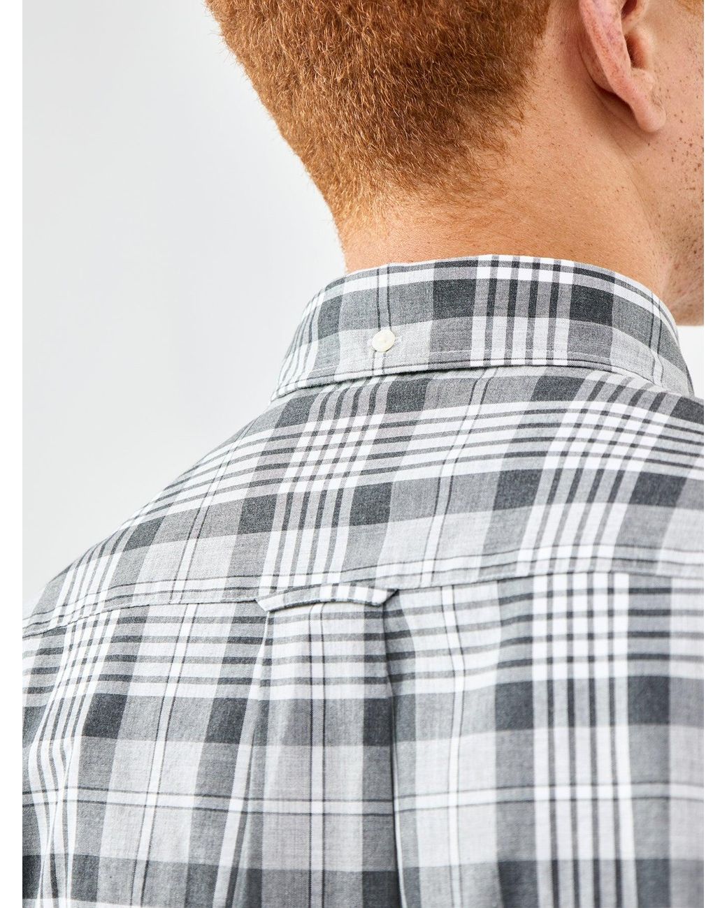 Gant Gray Poplin Melange Check Shirt for men