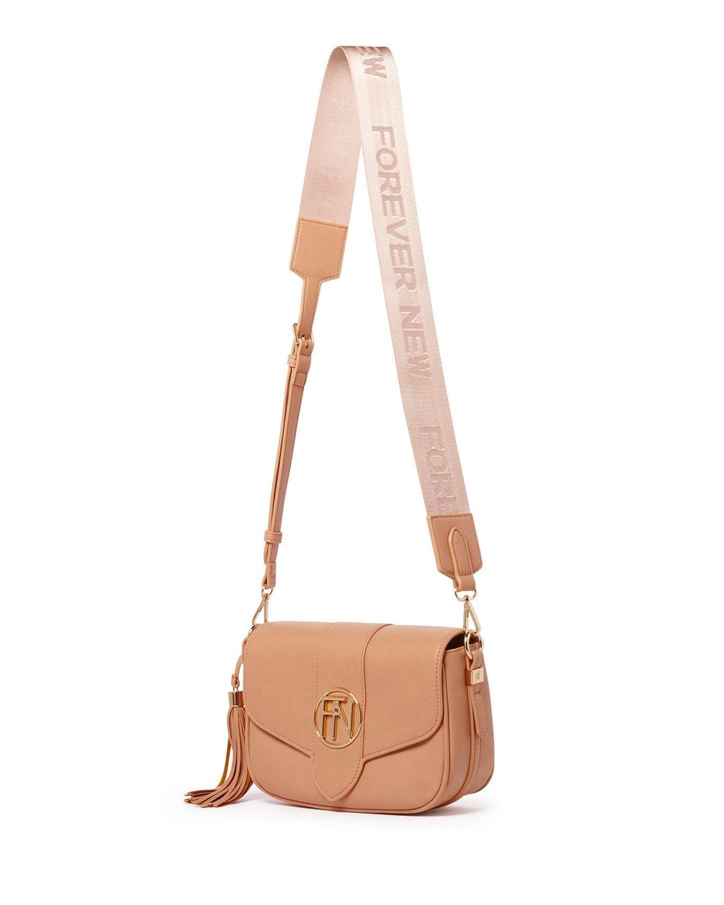 Forever New Pink Signature Thea Tassel Saddle Crossbody Bag