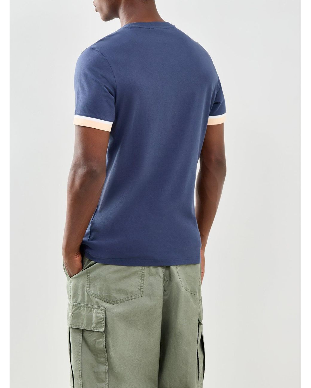 Barbour Blue Deep Cuff Evan Tipped T-Shirt for men