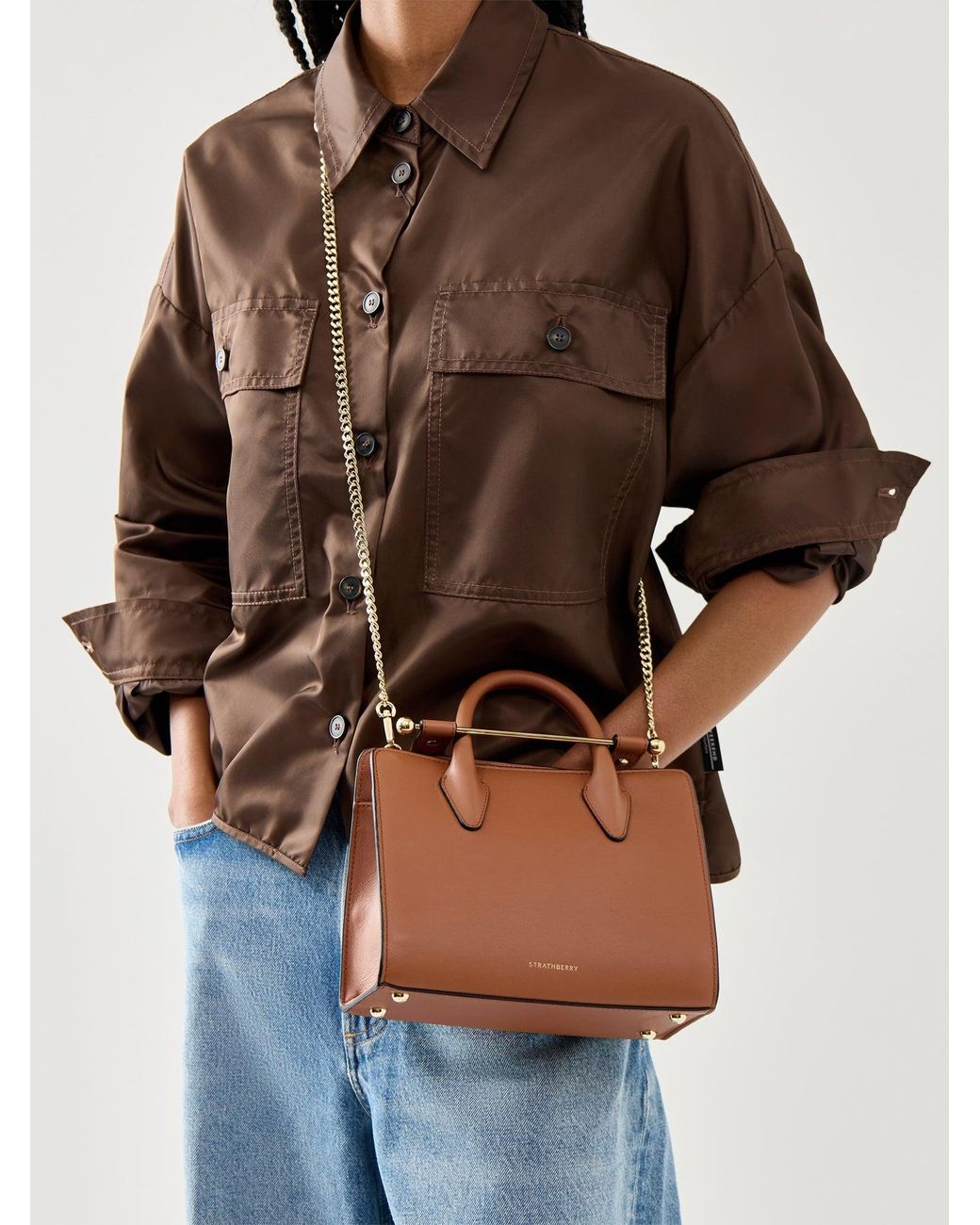 Strathberry Brown Mini Tote Bag