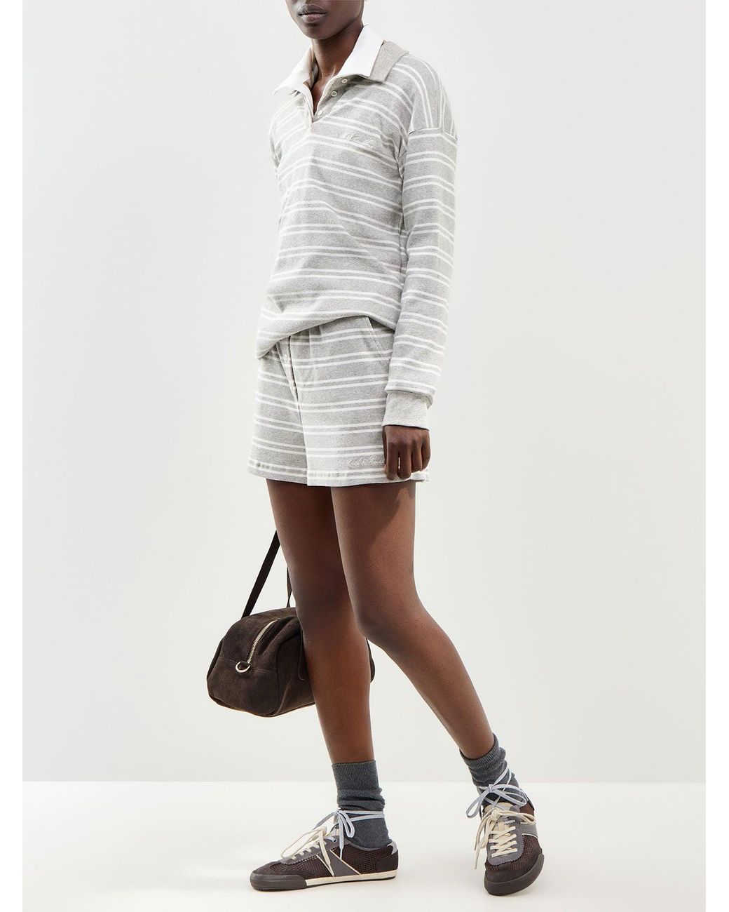 4th & Reckless White Chelsea Stripe Shorts, Cotton