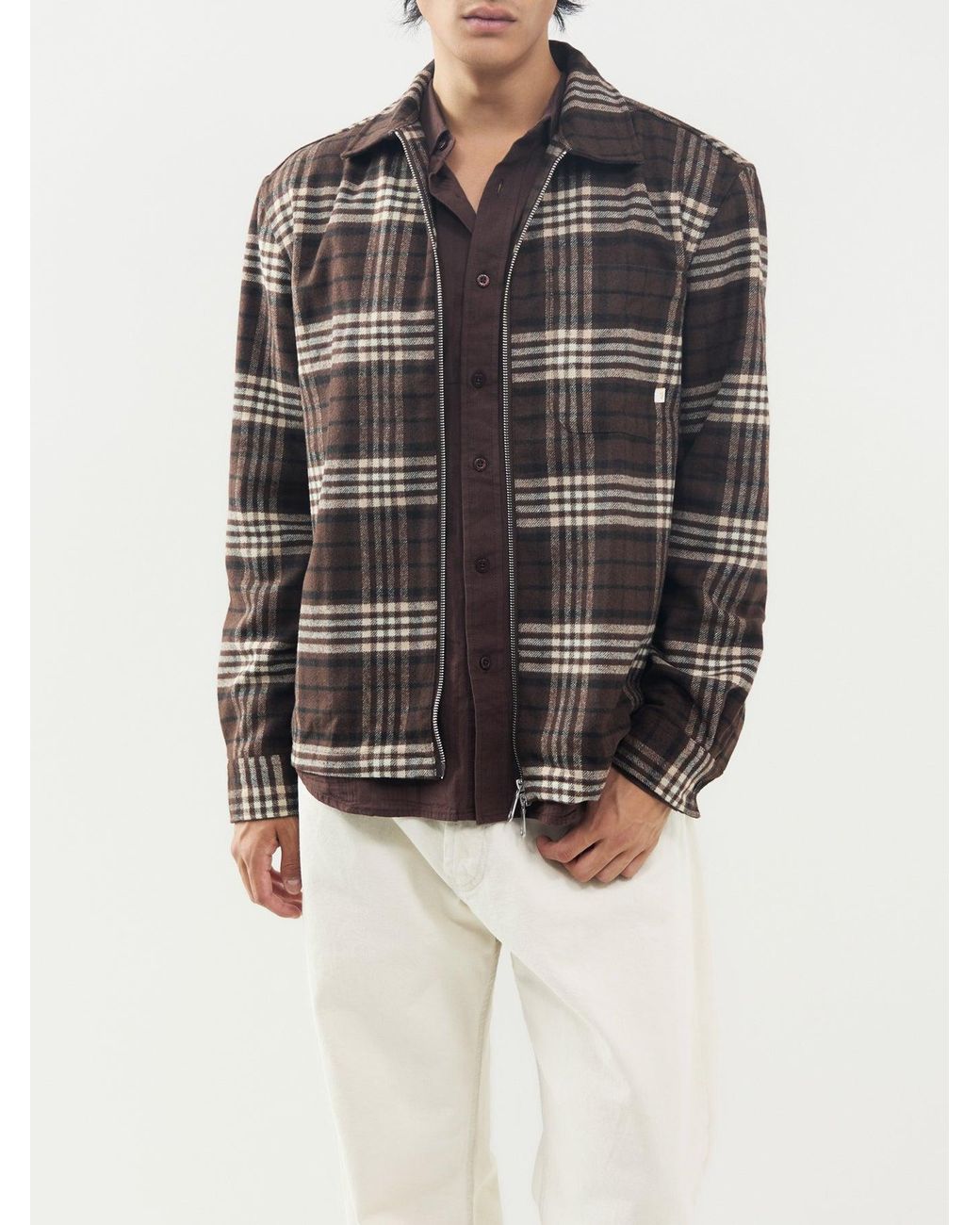 Farah Gray Asher Check Zip Jacket for men