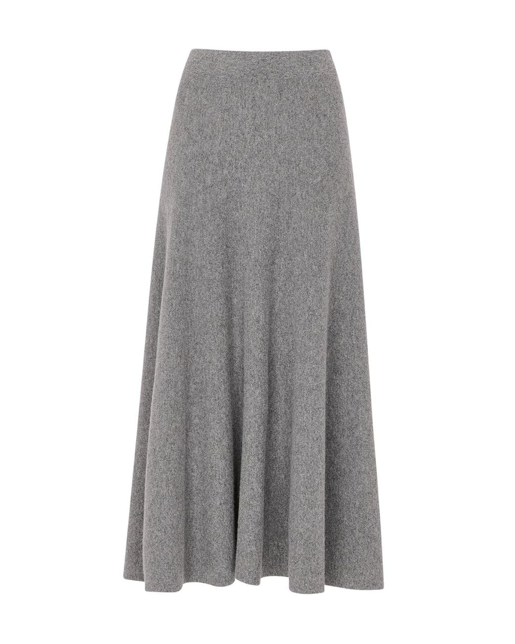Whistles Gray Knitted Midi Skirt