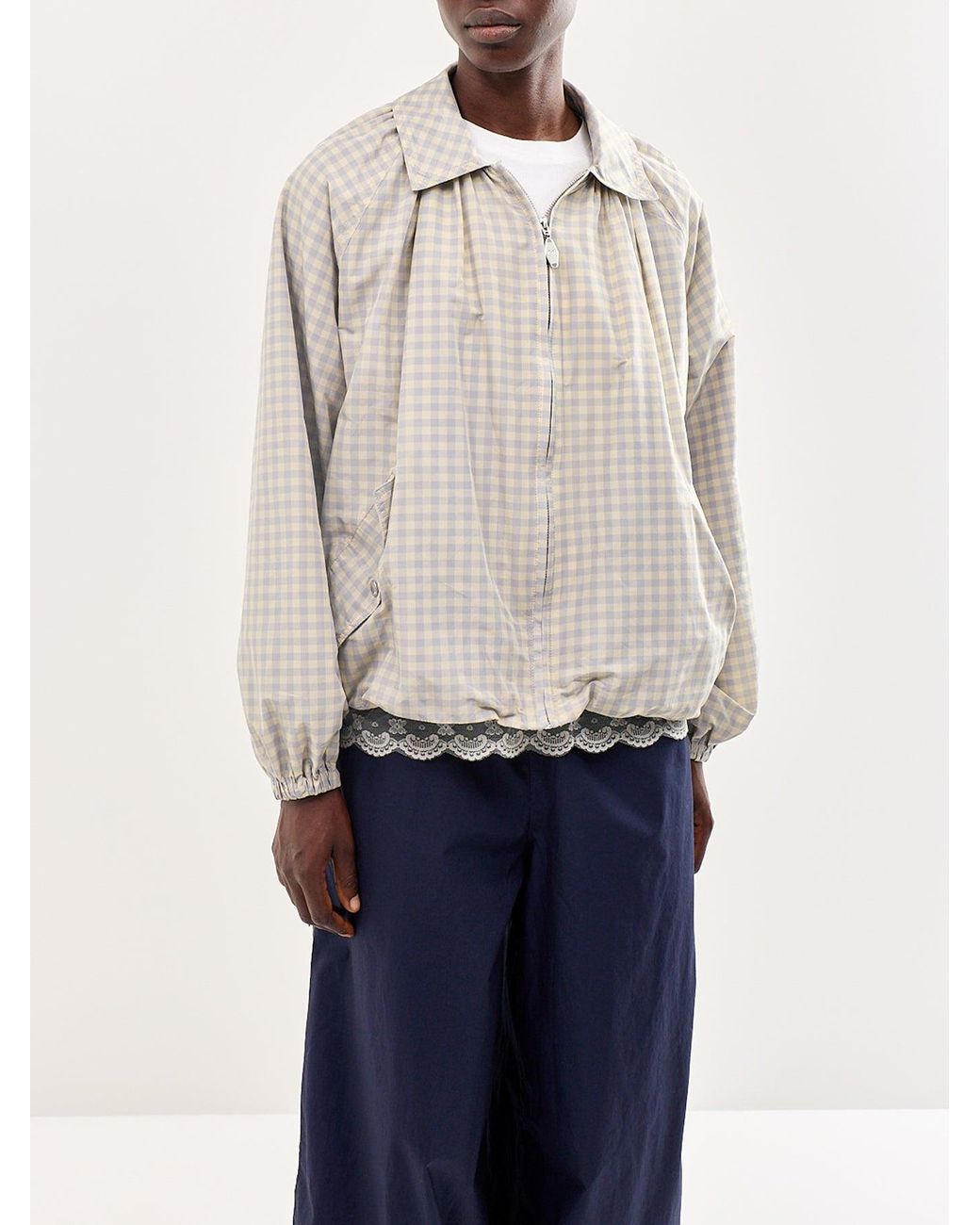 Damson Madder White Lailah Lightweight Gingham Bomber Jacket