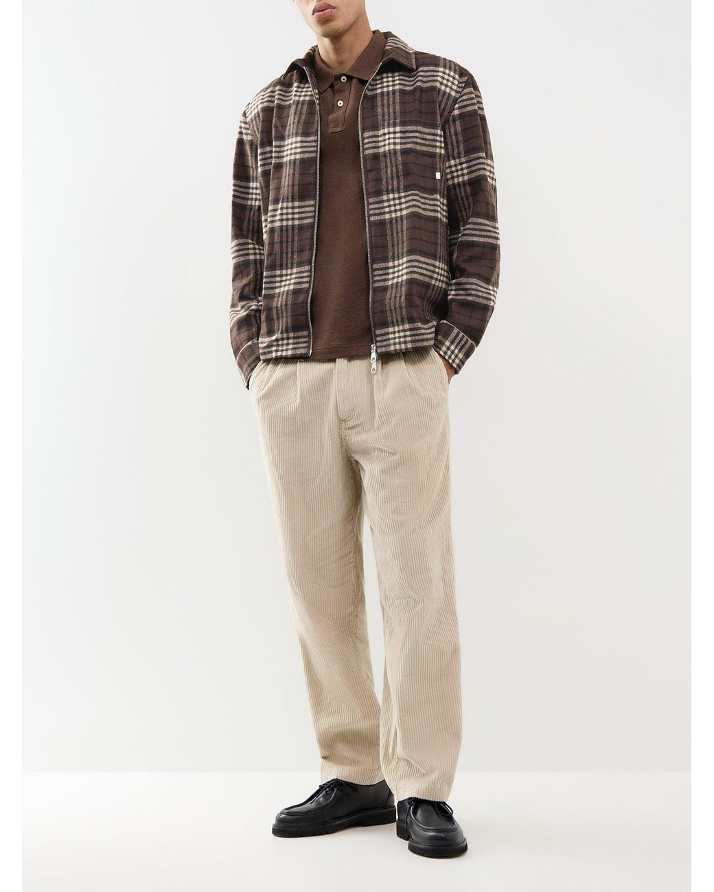 Farah Natural Adam Archive Organic Twin Pleat Trousers for men