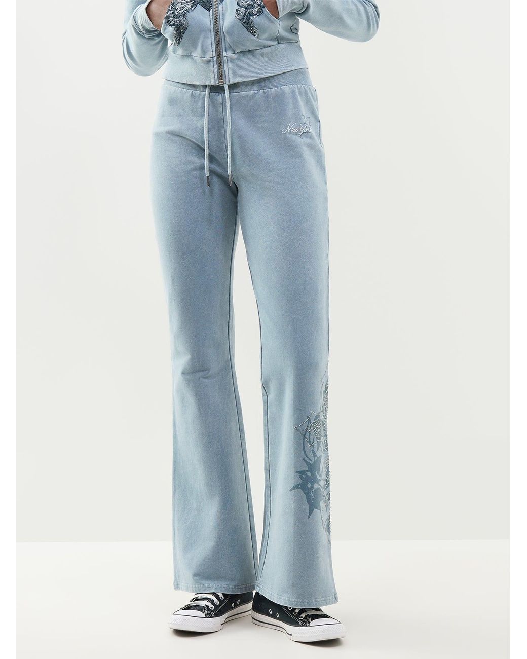 Ed Hardy Blue Cross & Thorns Flared Joggers