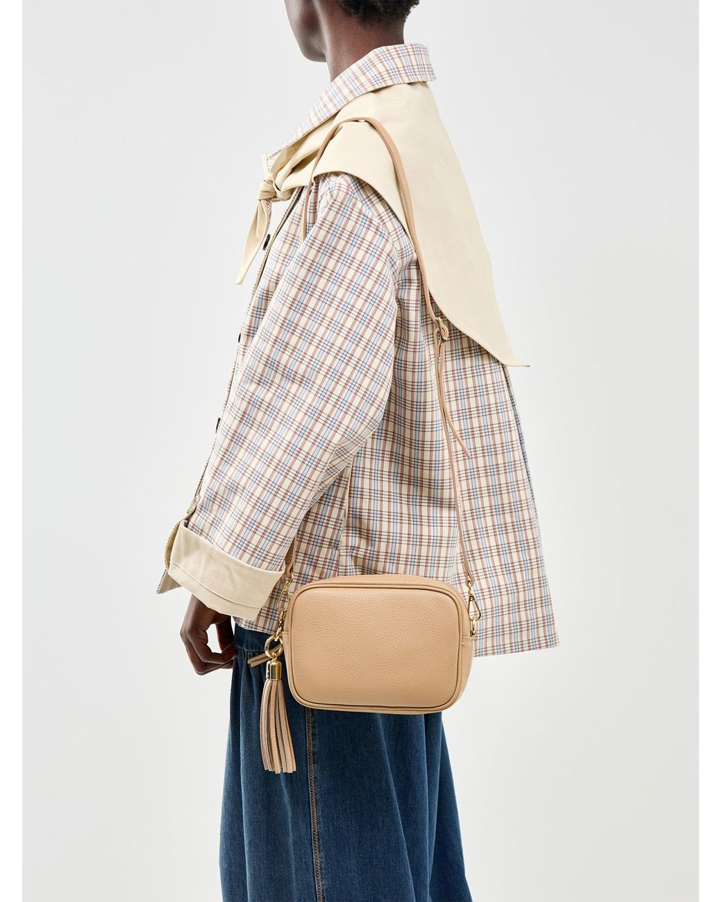 Apatchy London Natural Tassel Tan Crossbody Bag