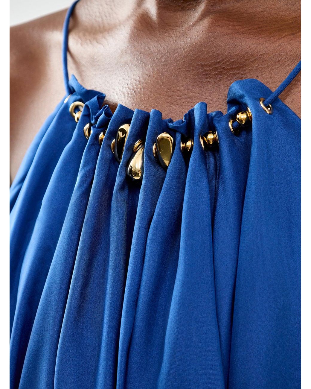 Zimmermann Blue Aster Gathered Bead Maxi Dress