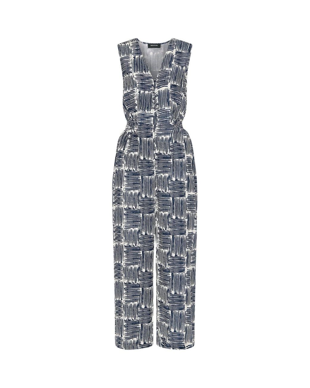 Whistles Blue Hatch Squares Jumpsuit