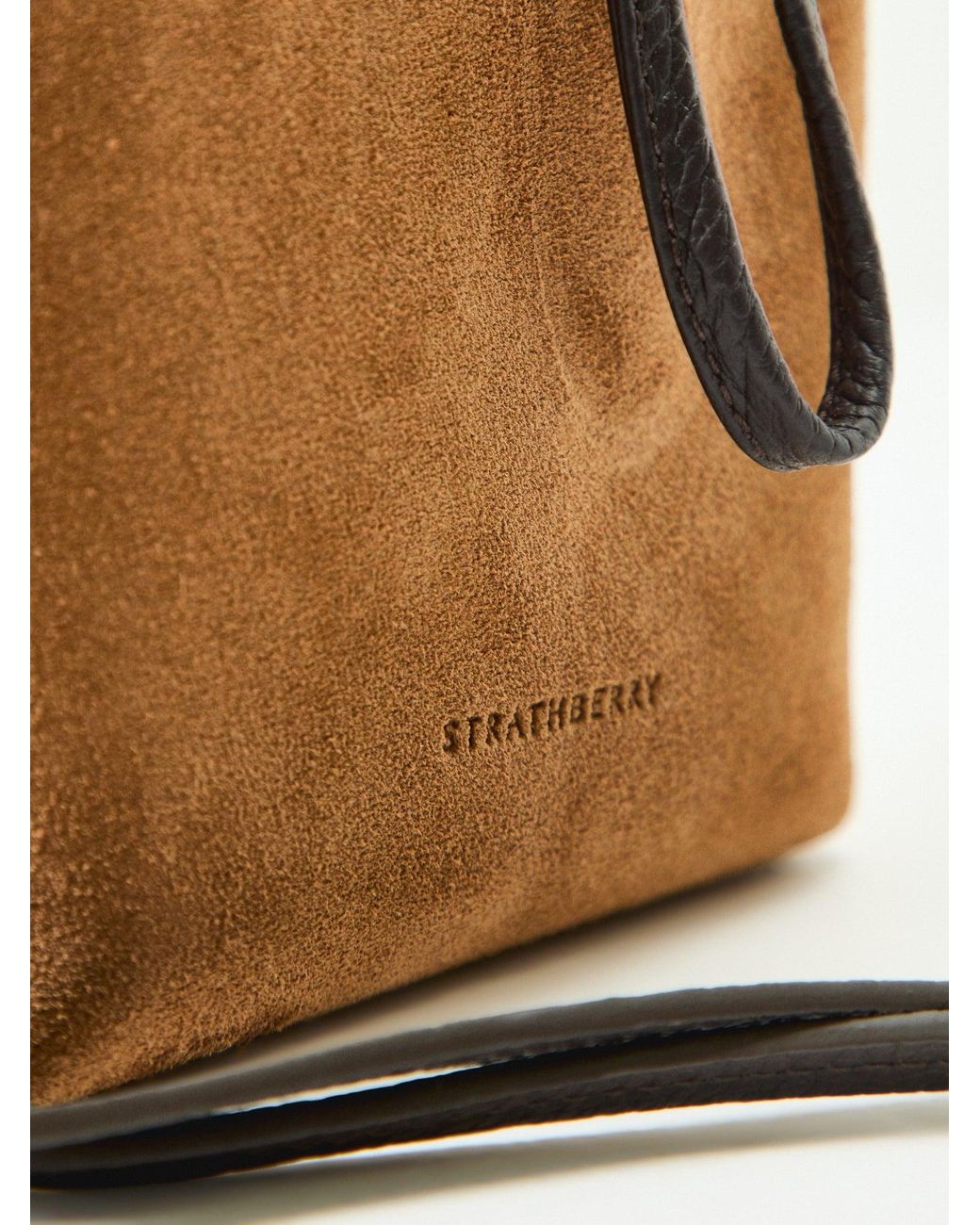 Strathberry Natural Osette Suede Pouch Bag