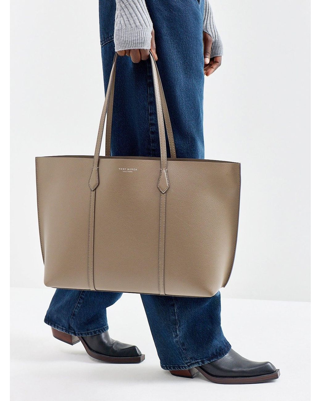 Tory Burch Natural Perry Tote Bag Taupe
