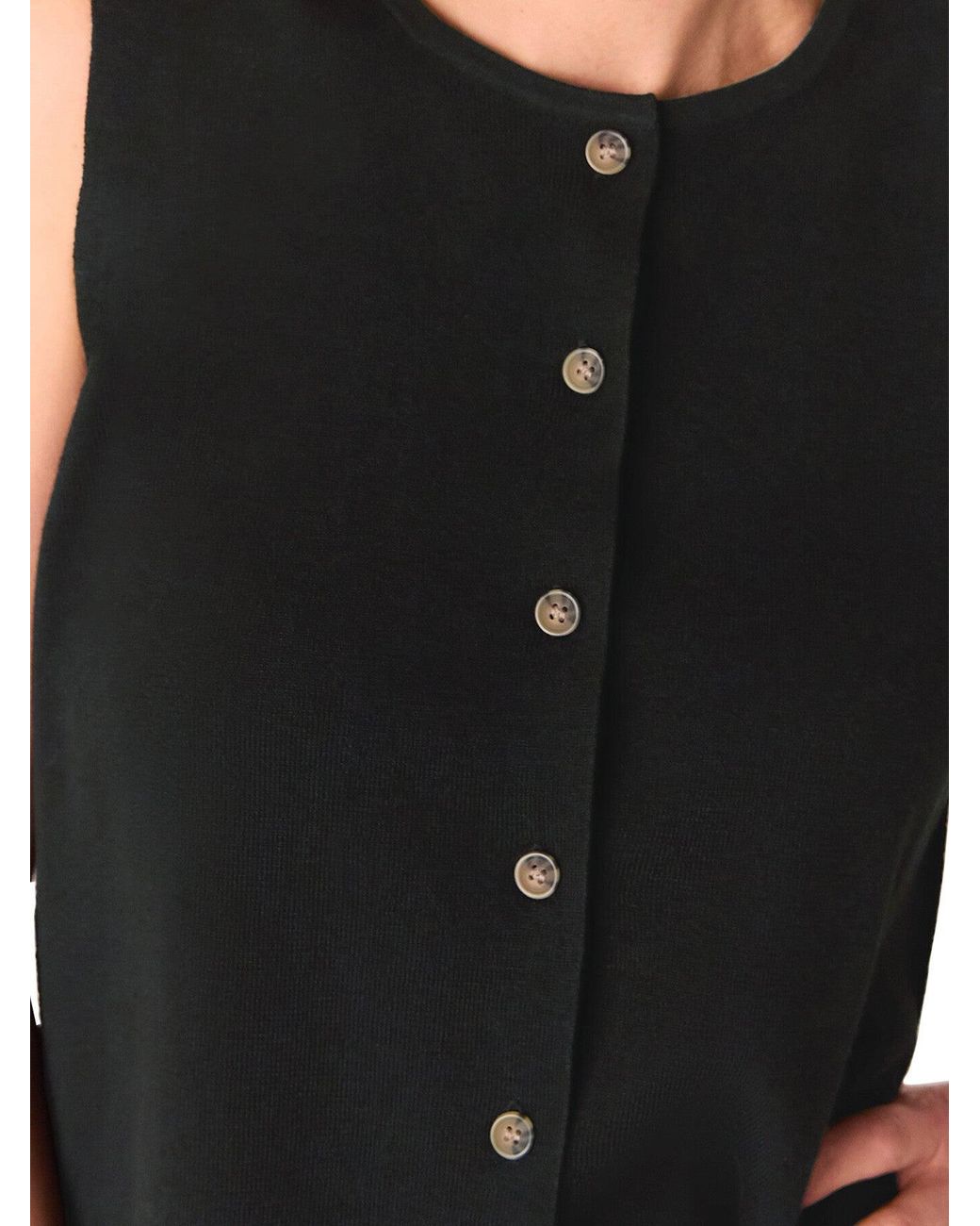 Whistles Black Lucy Button Front Knit Tank