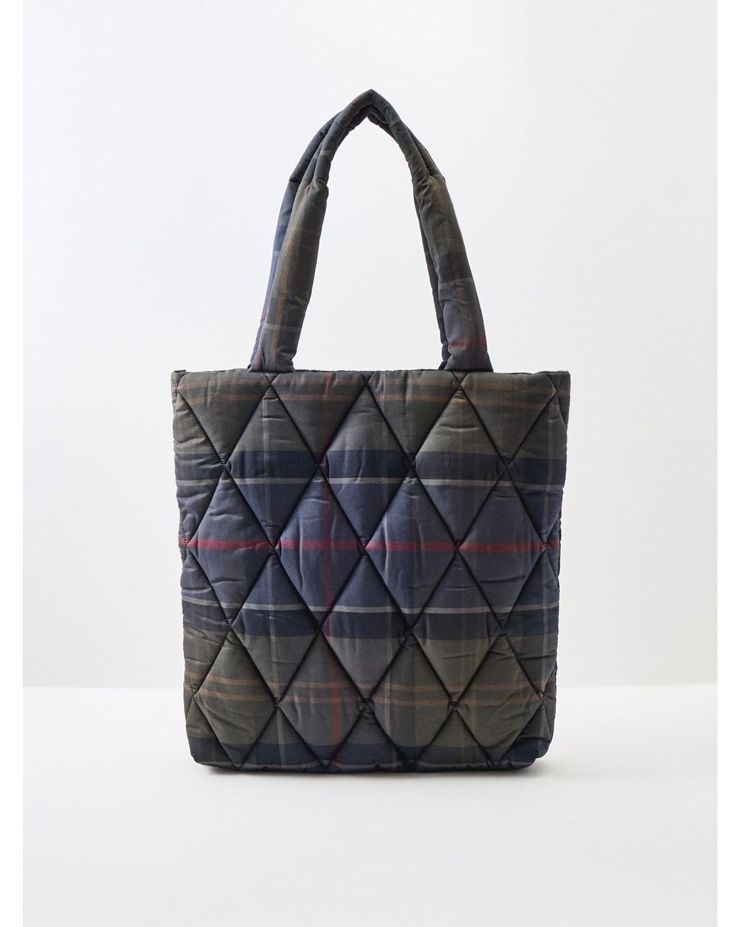 Barbour Blue Tartan Arlene Quilted Tote Bag