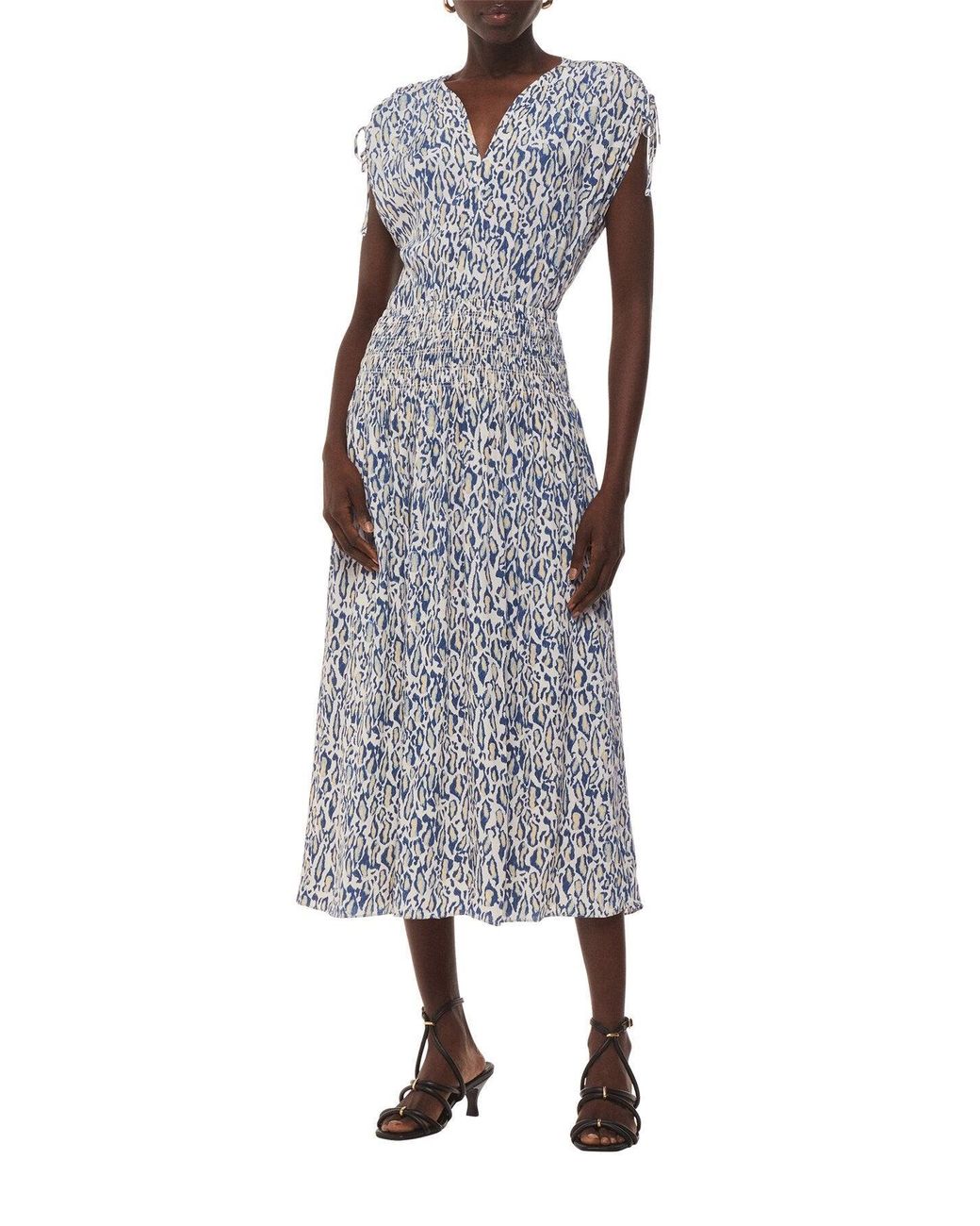 Whistles Blue Women's Flaming Leopard Print Dress