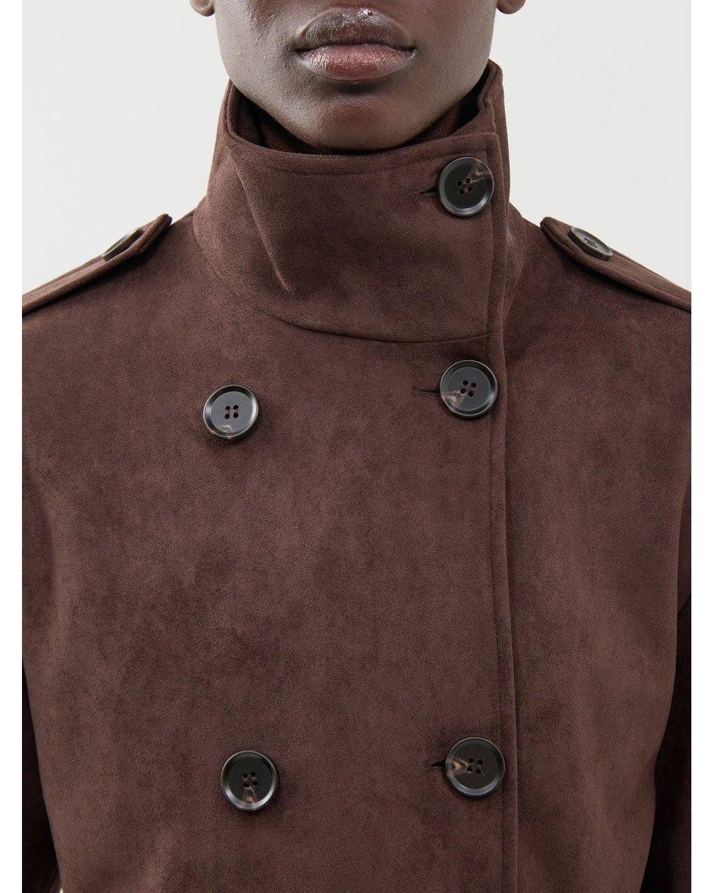 Pretty Lavish Brown Leah Belted Funnel Neck Trench –