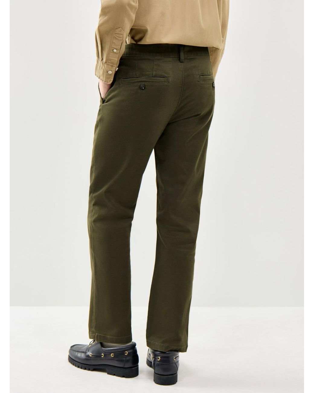 SELECTED Green Straight Miles Twill Trousers for men