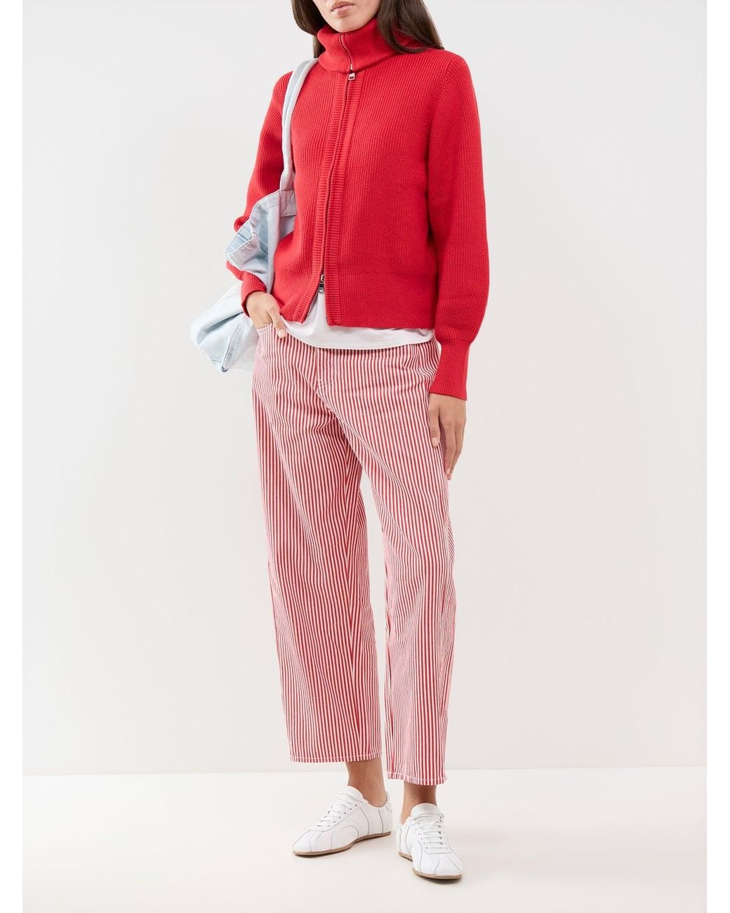 roandzo Pink Striped Barrel Leg Jeans