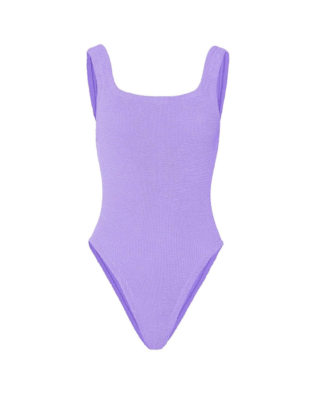 Hunza G Purple Square Neck Crinkle Swimsuit