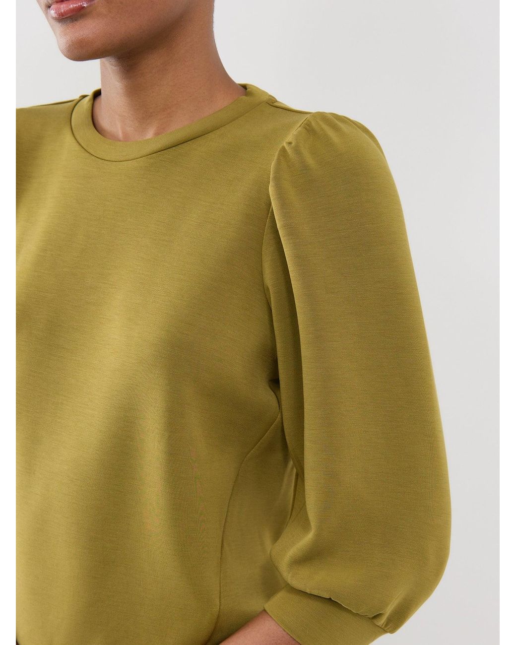 SELECTED Green Tencel Modal Tenny Three-Quarter Sleeve Sweatshirt