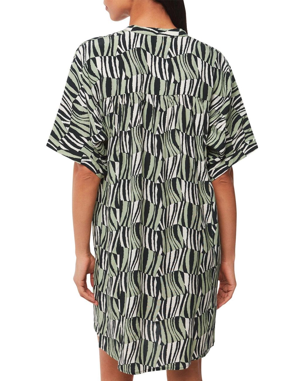 Whistles White Women's Checkerboard Tiger Print Dress