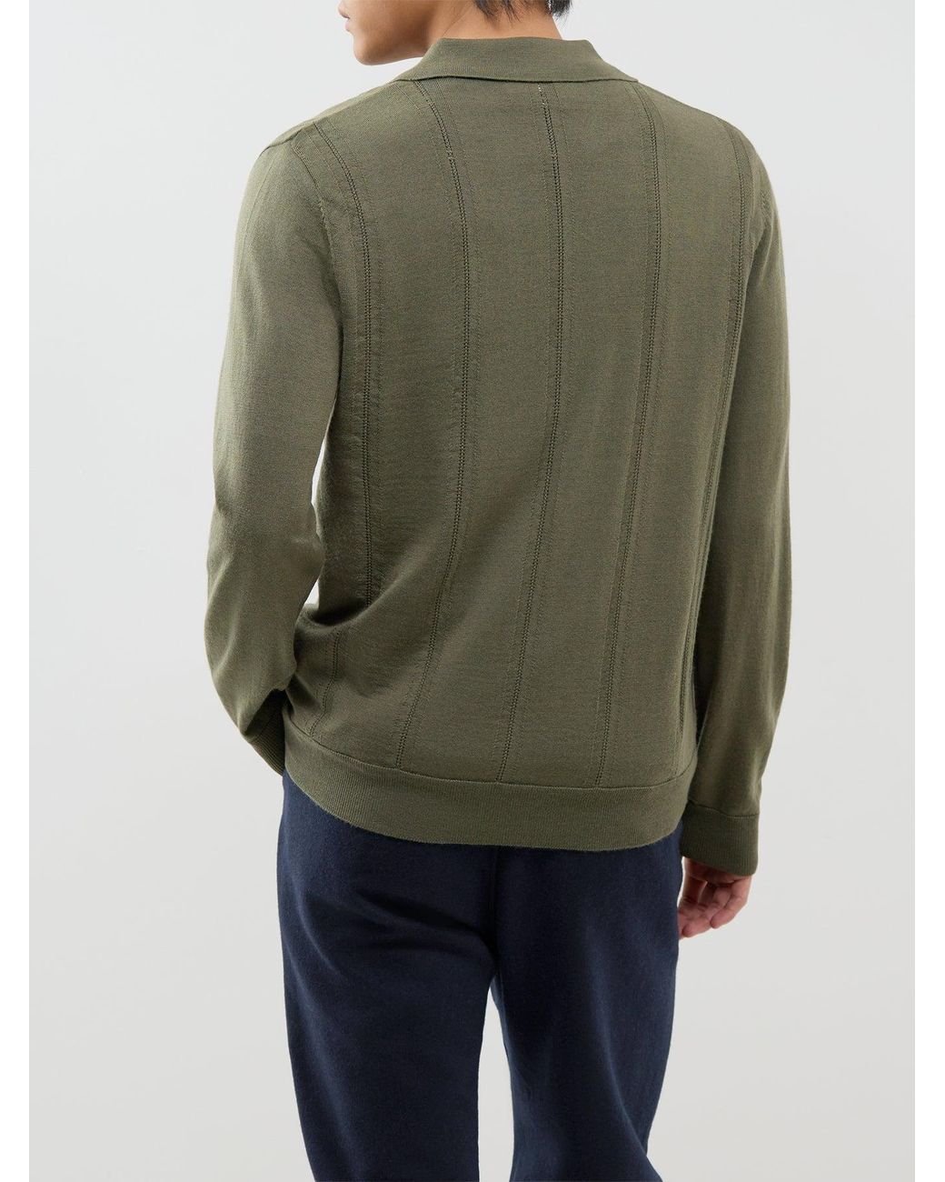 SELECTED Green Structured Polo Cardigan for men