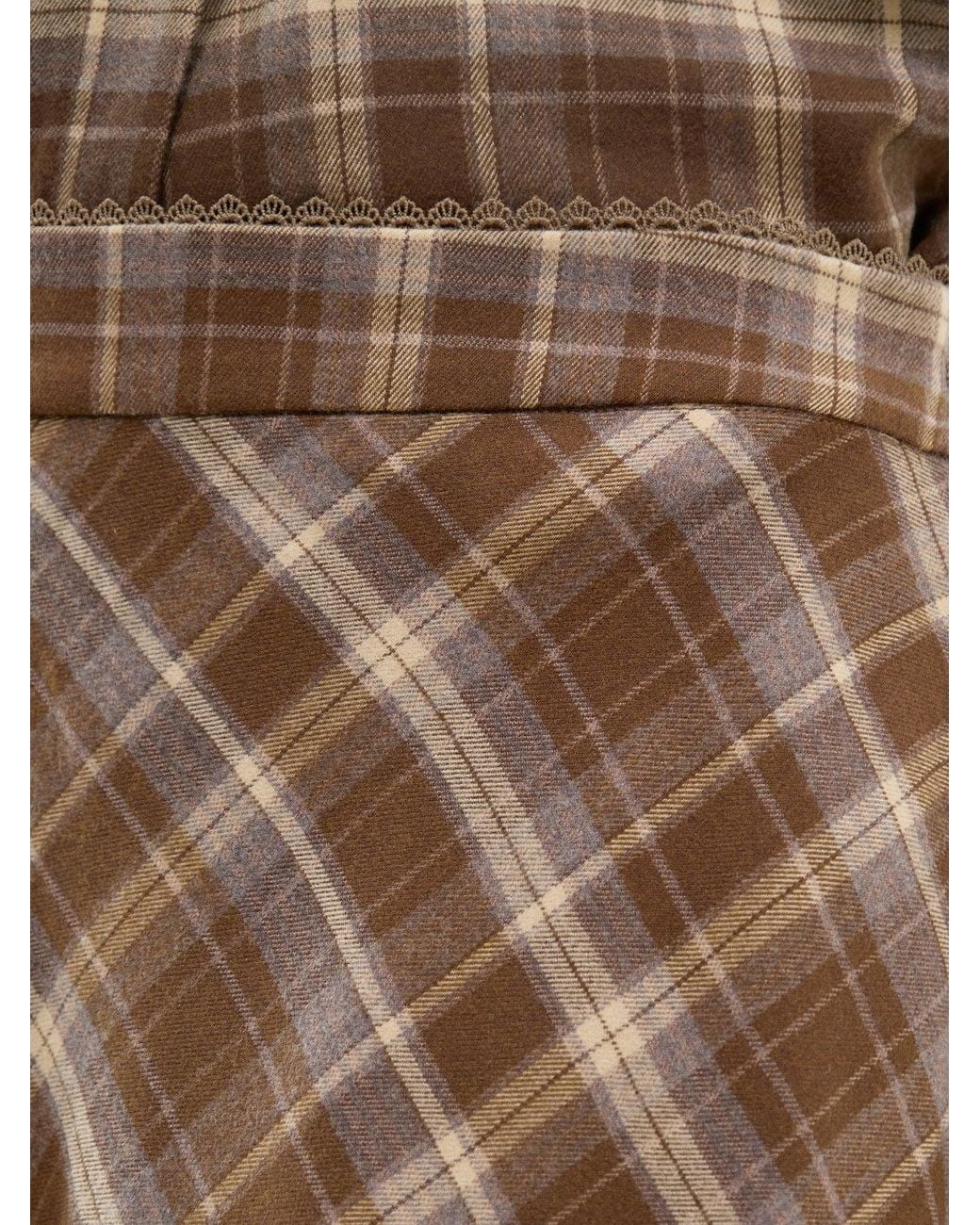 ONLY Brown Check Midi Skirt