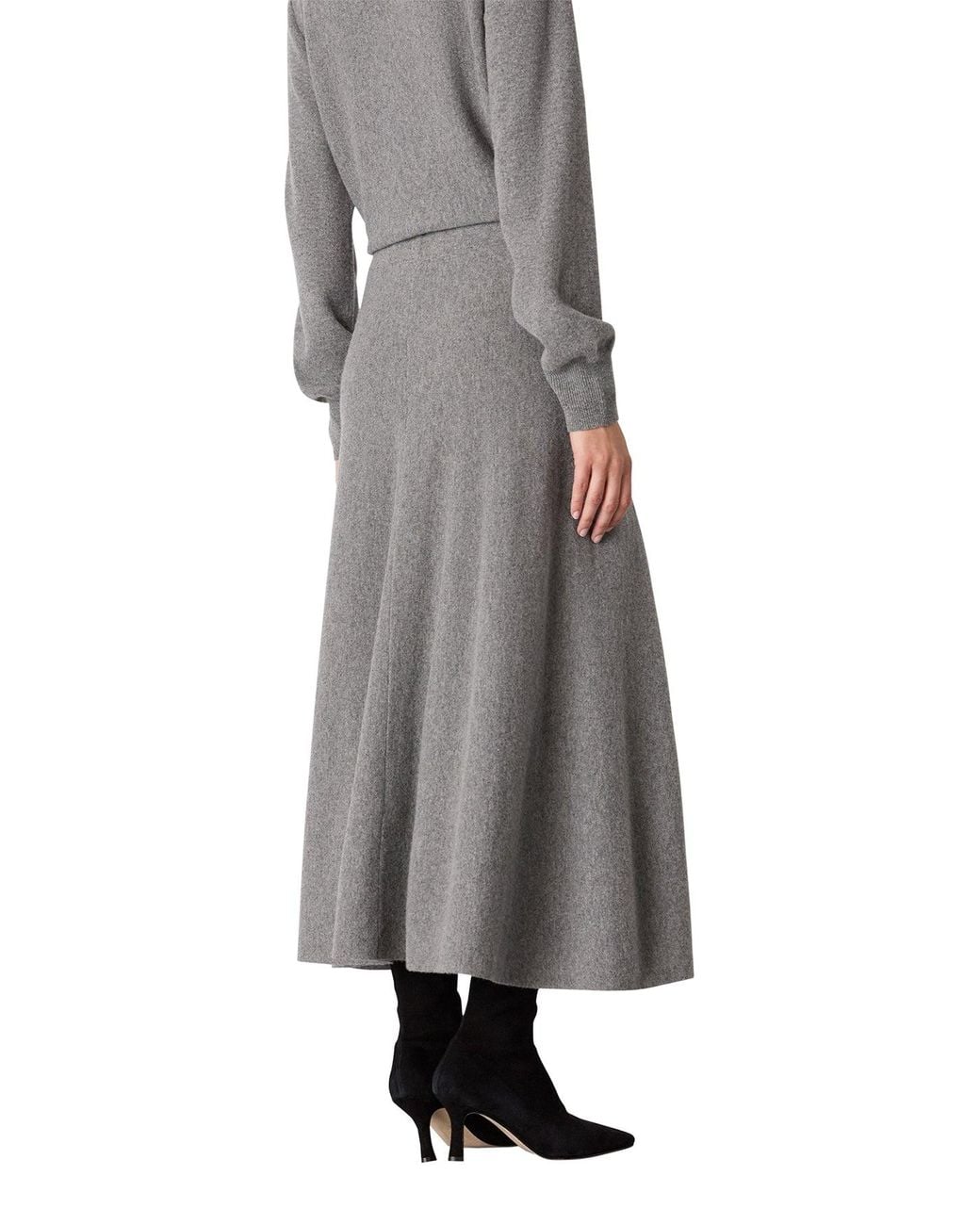 Whistles Gray Knitted Midi Skirt