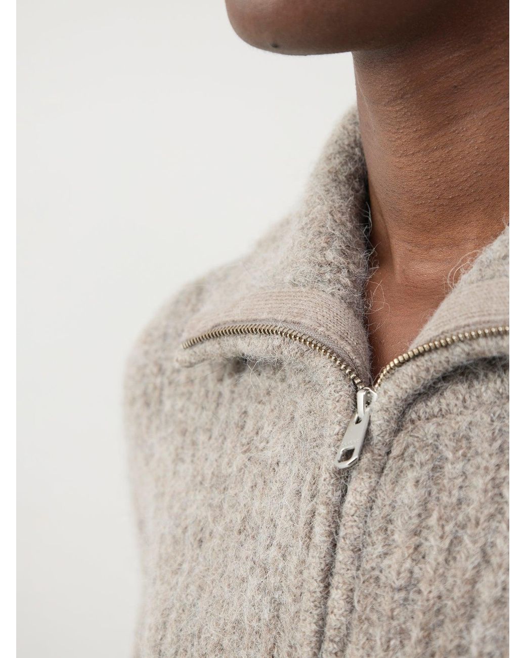 SELECTED Gray Alpaca Blend Gabriella Long-Sleeved Zip Cardigan