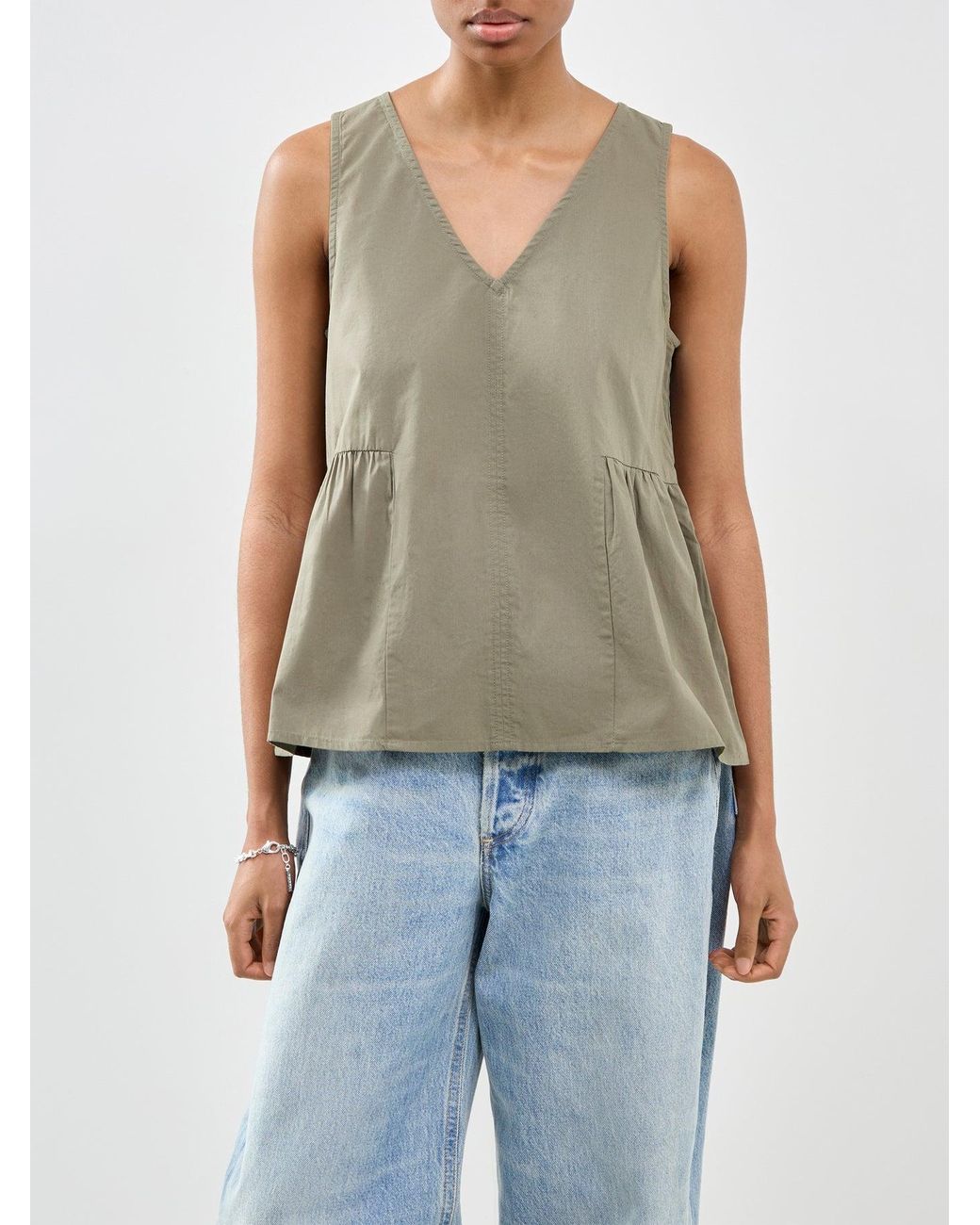 SELECTED Green Blair Sleeveless Peplum Top