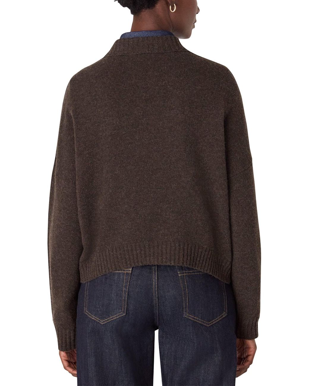 Whistles Black Curved Hem Knit