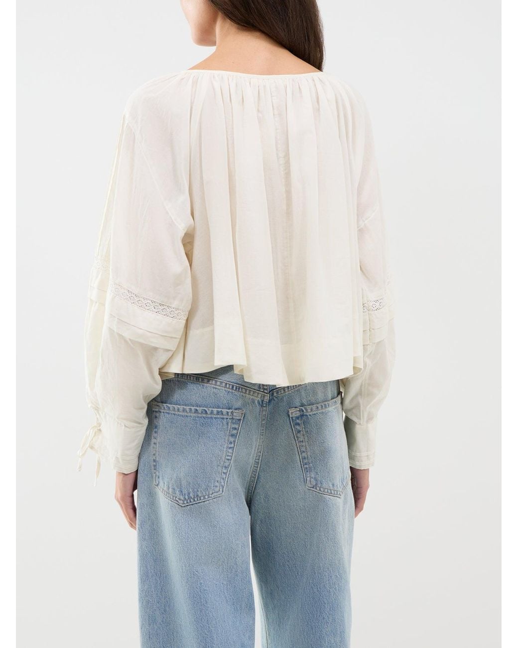 Free People White La Lune Long-Sleeved Blouse