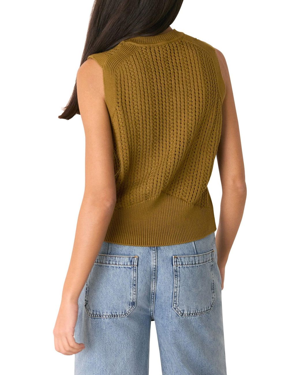 Whistles Green Pointelle Knitted Tank