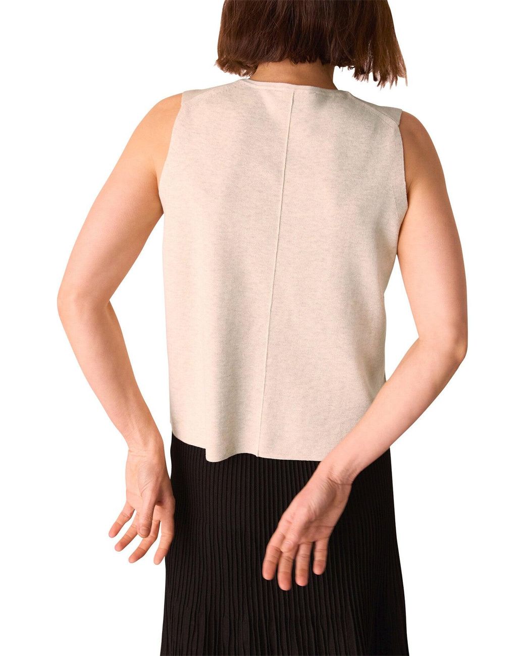 Whistles Natural Lucy Button Front Knit Tank