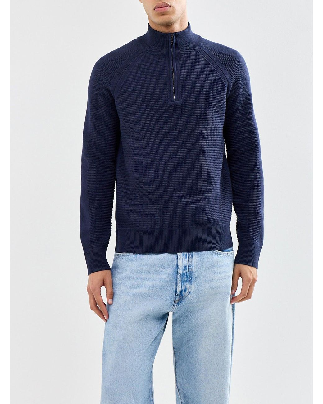 Belstaff Blue Bradwell Quarter Zip Jumper for men