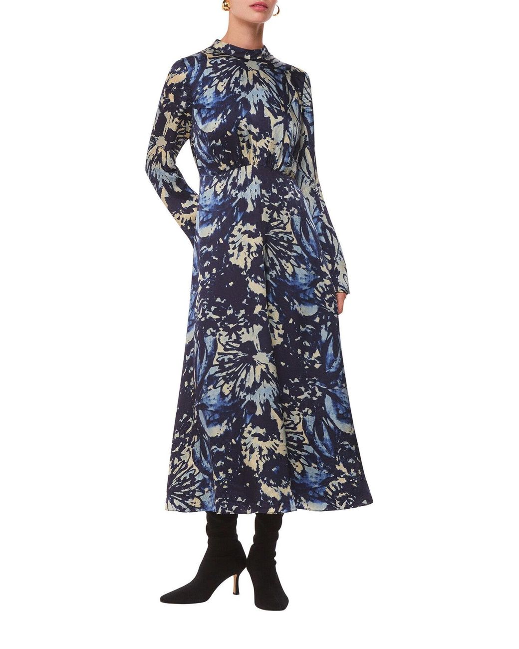 Whistles Blue Women's Dazzled Floral Satin Dress
