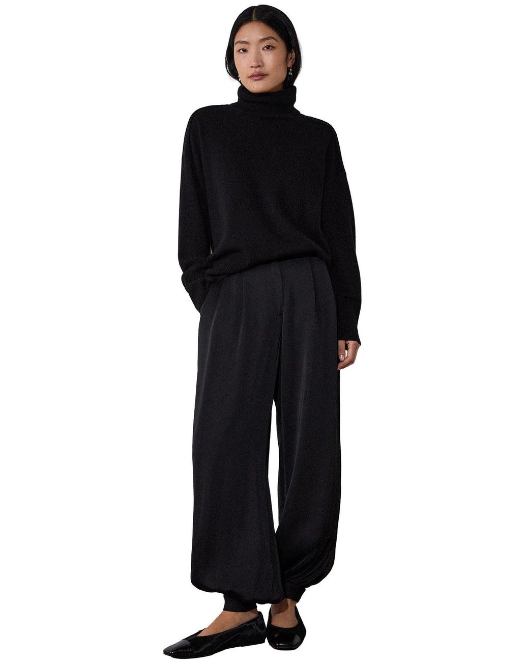 Whistles Blue Roll-Neck Knitted Cashmere Jumper