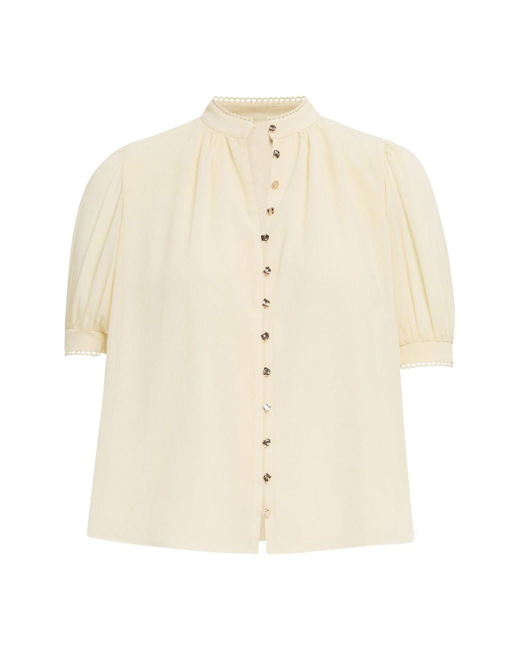Forever New Natural Leighton Short Sleeve Blouse