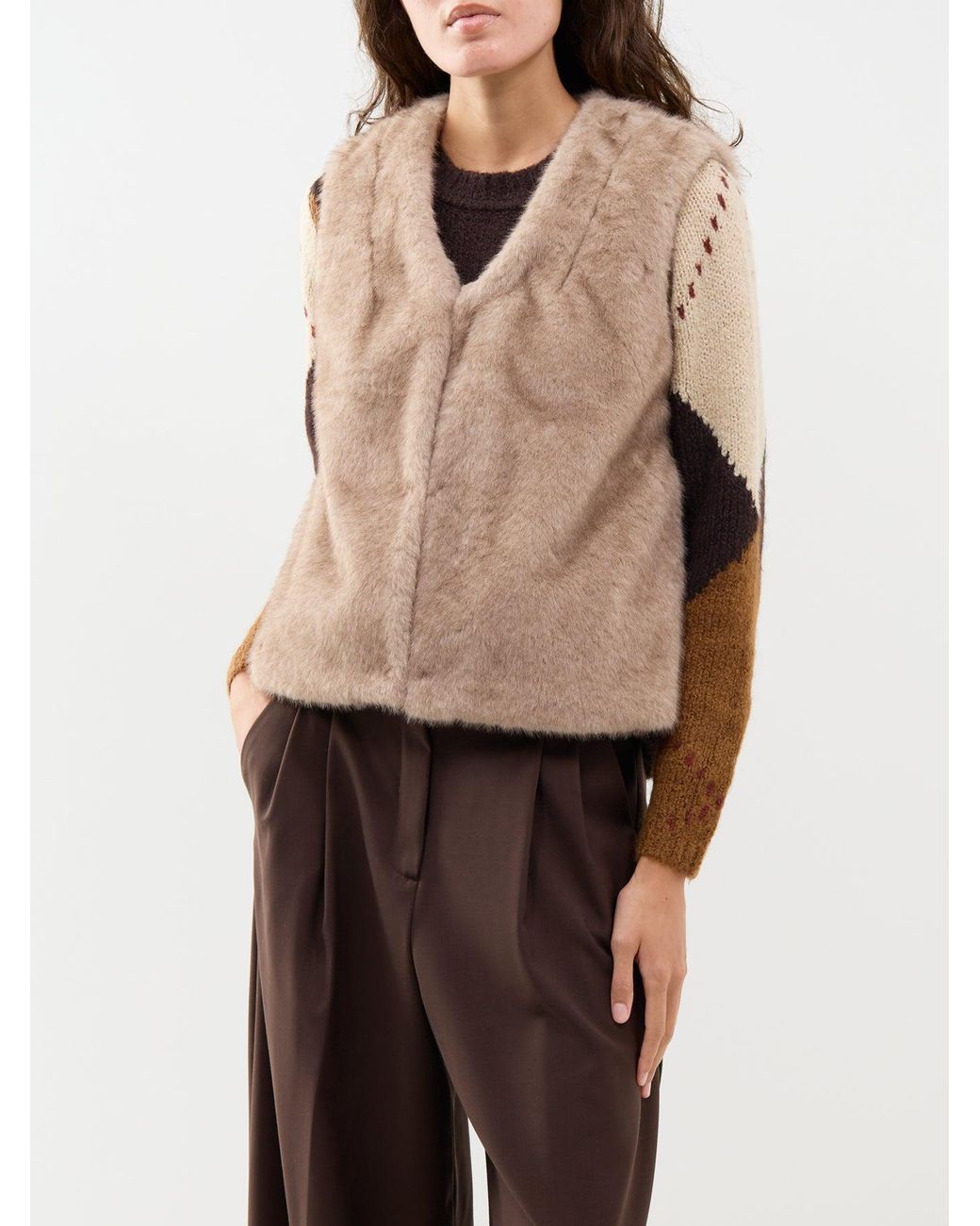 Soya Concept Natural Haye 4 Faux Fur Gilet