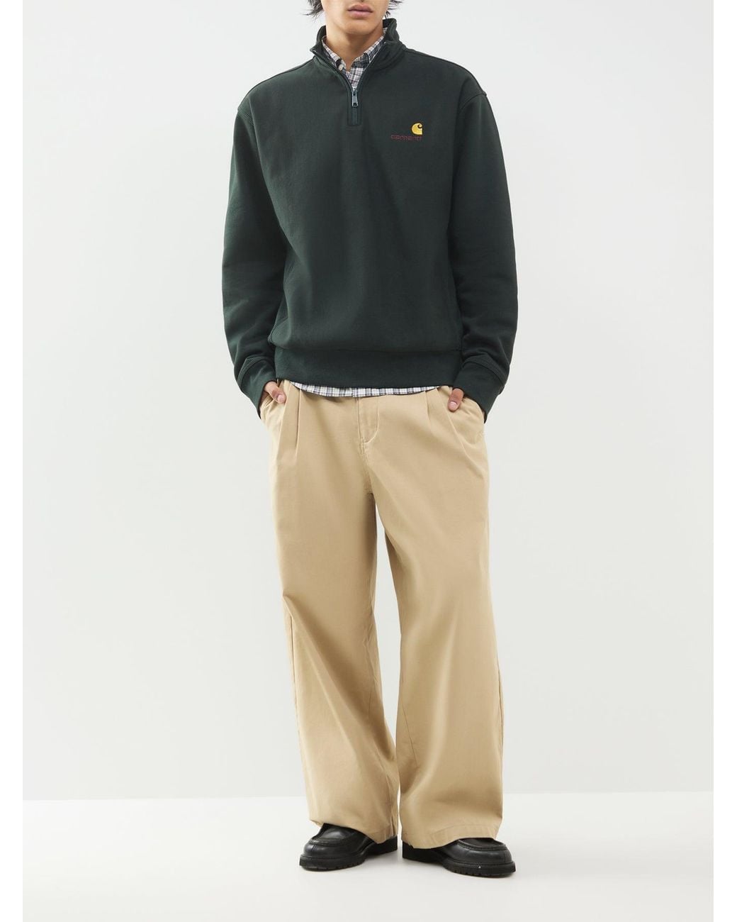 Carhartt Green Half-Zip American Script Cotton Blend Sweatshirt for men