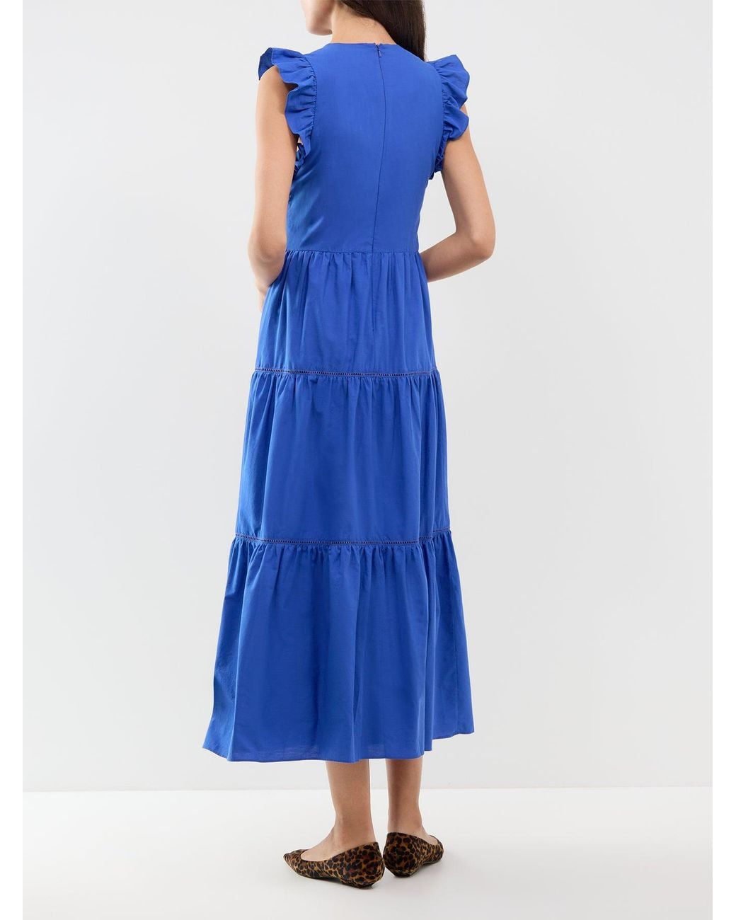 roandzo Blue Tie Front Poplin Dress –