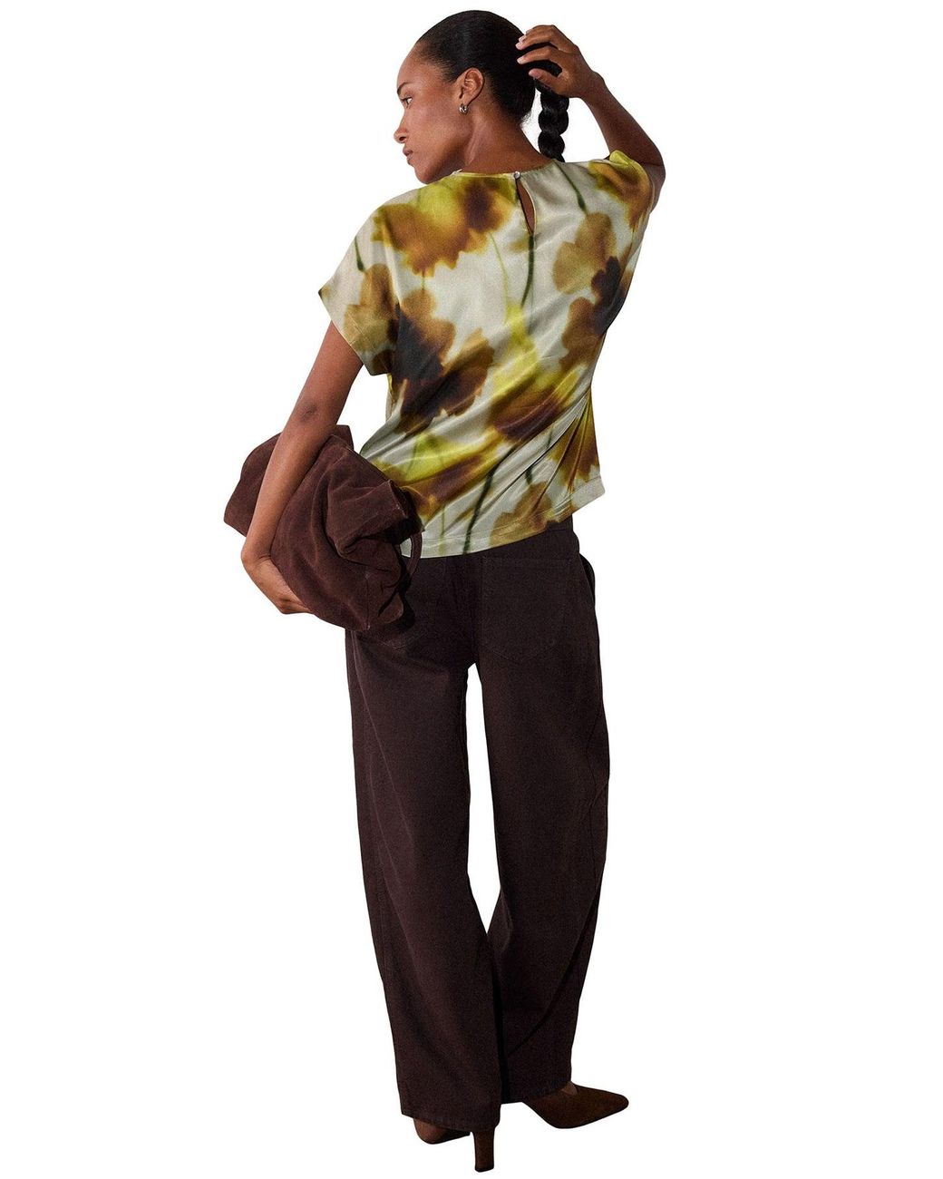 Whistles Green Floral Stem Blouse, Viscose