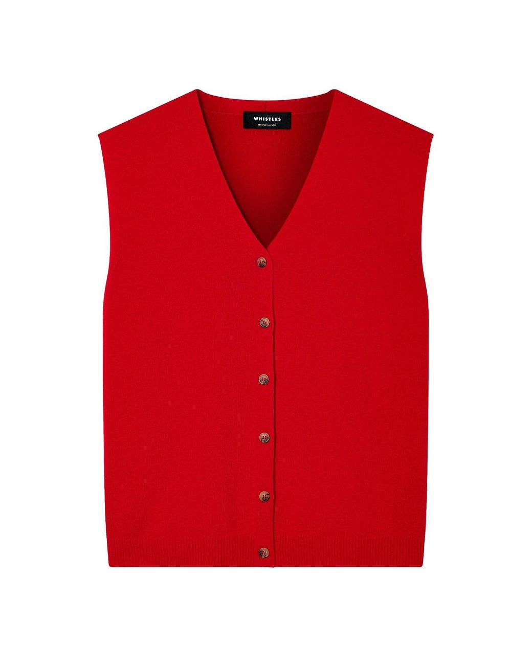 Whistles Red V Neck Button Front Knit Tank