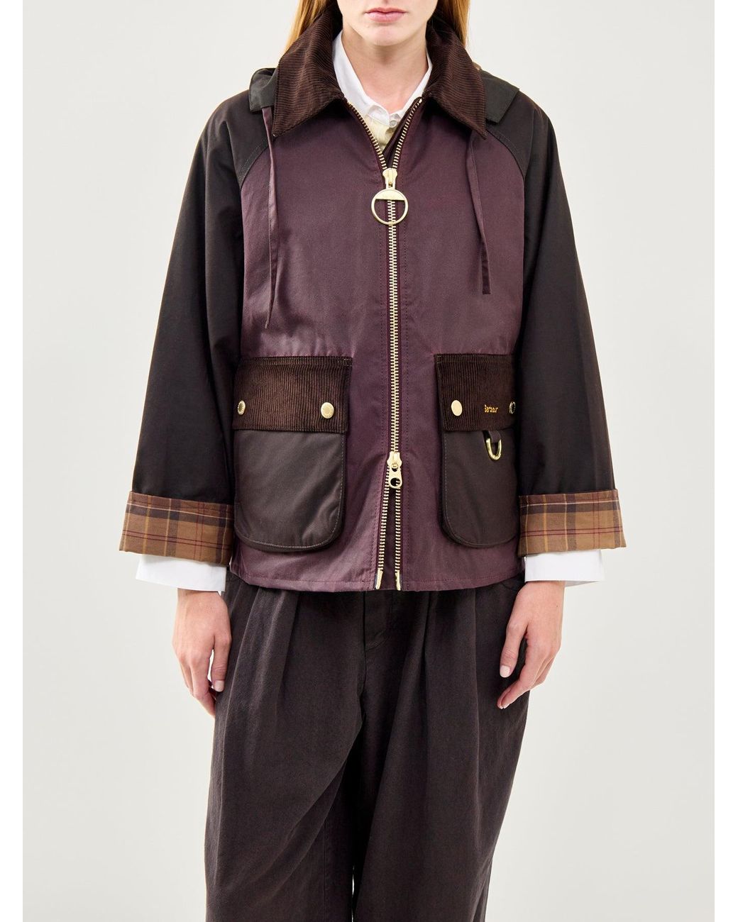 Barbour Purple Carville Wax Jacket Rustic