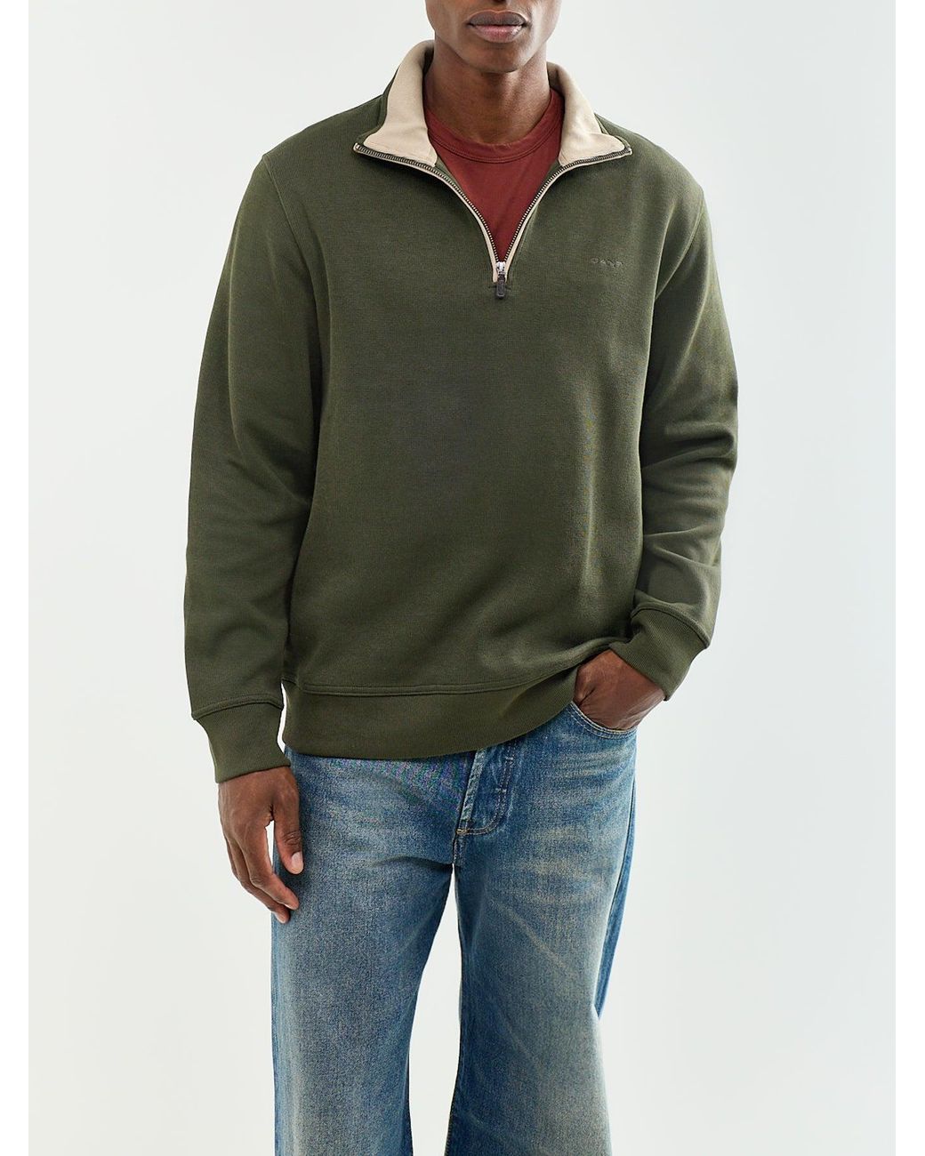 Gant Green Sacker Rib Half-Zip Sweatshirt for men
