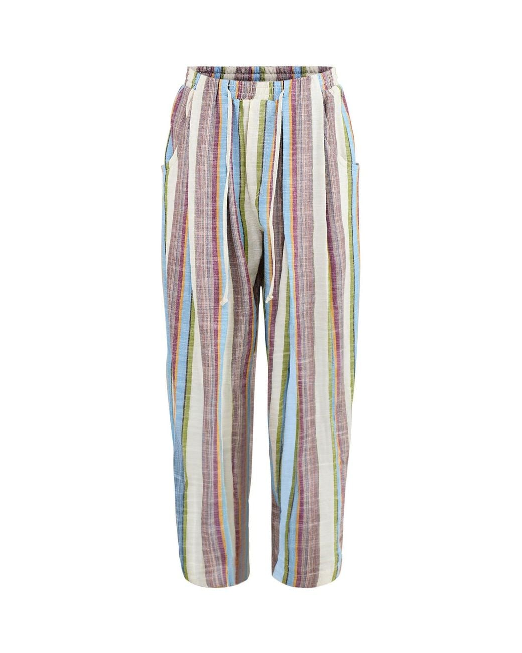 Free People White Chambers Stripe Trousers Striped