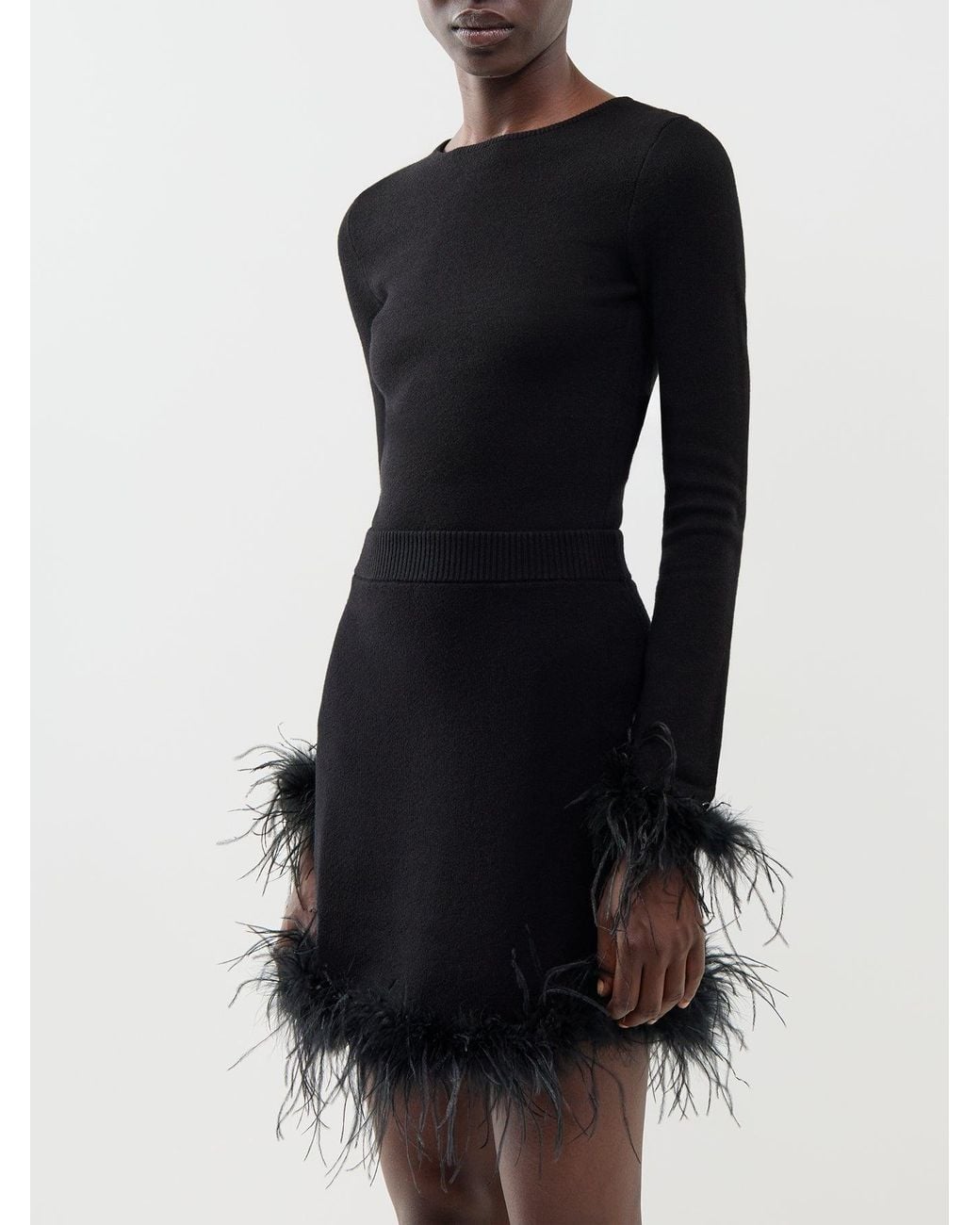 Never Fully Dressed Black Feather Bodysuit –